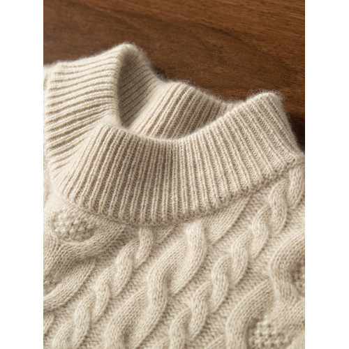 100%純山羊絨衫男半高領麻花扭花毛衣時尚商務休閒加厚保暖打底衫