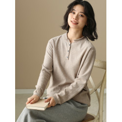 左耳左岸 精梳棉針織衫女2025新款半開領套頭毛衣打底衫女純色