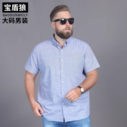 短袖襯衫男士加大碼夏裝薄款純色肥佬寬松男士打底衫胖子半袖襯衣