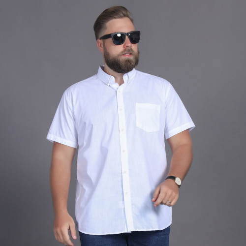 短袖襯衫男士加大碼夏裝薄款純色肥佬寬松男士打底衫胖子半袖襯衣