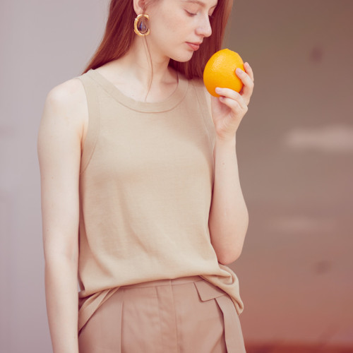 寶藏英國設計師格調！萬搭基礎系有機棉工字圓領背心無袖打底衫