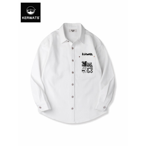 KERWATS可維斯品牌箭頭印花學生長袖百搭打底衫大碼男裝休閒襯衫