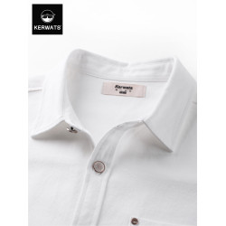 KERWATS可維斯品牌英文胸花簡約百搭春季打底衫大碼寬松白襯衫男