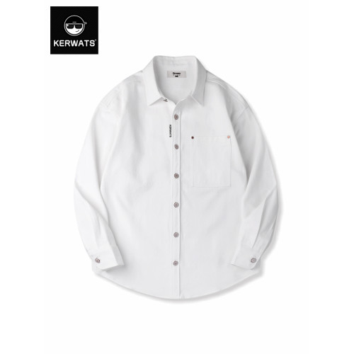 KERWATS可維斯品牌英文胸花簡約百搭春季打底衫大碼寬松白襯衫男