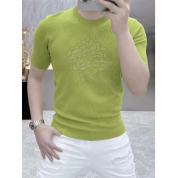 男士潮牌短袖針織衫2025春夏新款套頭打底衫圓領休閒高級半袖毛衣