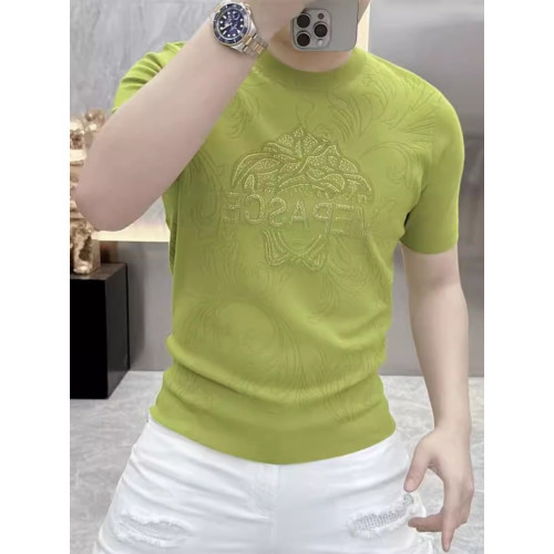 男士潮牌短袖針織衫2025春夏新款套頭打底衫圓領休閒高級半袖毛衣