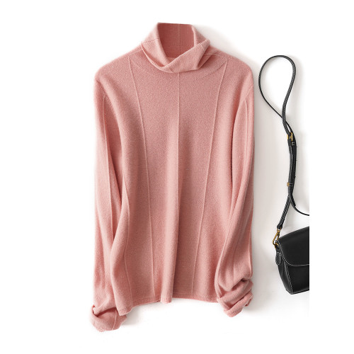 上身JU美 秋冬新款堆堆領無縫一體成衣亮絲針織衫綿羊毛打底衫女