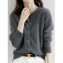 毛衣外套女羊毛打底衫寬松開衫外搭上衣2025年春秋新款羊絨針織衫