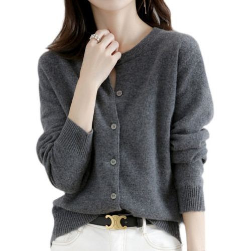 毛衣外套女羊毛打底衫寬松開衫外搭上衣2025年春秋新款羊絨針織衫