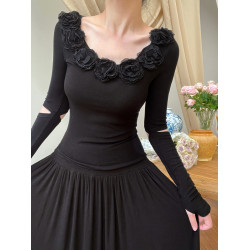 sorozien芍子【莫氏蘭套裝】原創復古內搭針織打底衫上衣半裙套裝