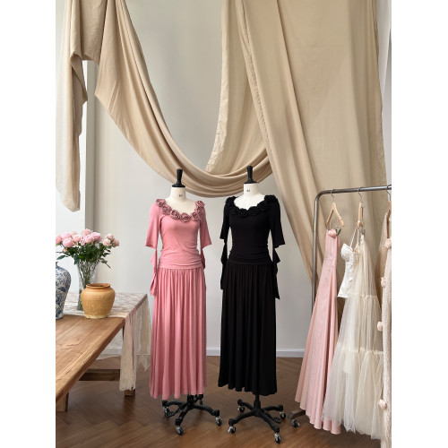 sorozien芍子【莫氏蘭套裝】原創復古內搭針織打底衫上衣半裙套裝