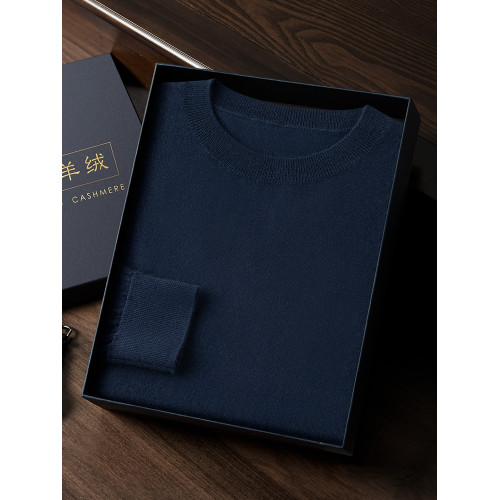 羊絨衫男100%純山羊絨薄款精紡圓領純色貼身穿柔軟毛衣針織打底衫