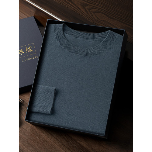 羊絨衫男100%純山羊絨薄款精紡圓領純色貼身穿柔軟毛衣針織打底衫
