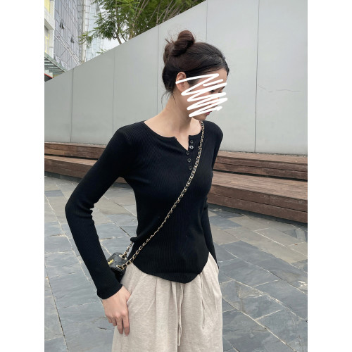 QCyoye秋冬新針織打底衫修身顯瘦保暖內衣小心機設計感百搭上衣女