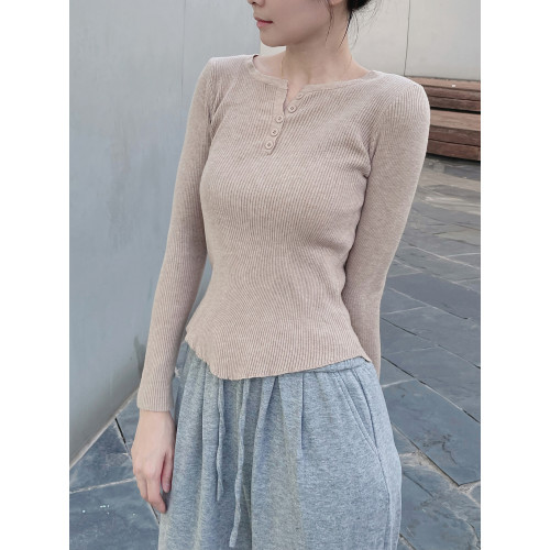 QCyoye秋冬新針織打底衫修身顯瘦保暖內衣小心機設計感百搭上衣女