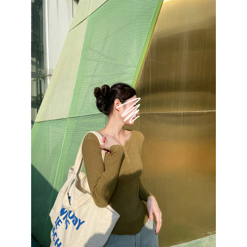 QCyoye秋冬新針織打底衫修身顯瘦保暖內衣小心機設計感百搭上衣女