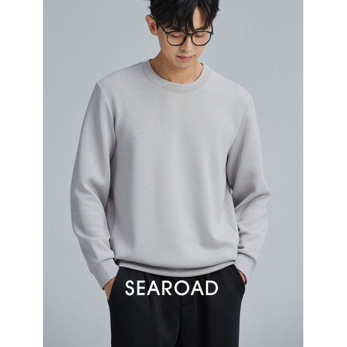 海上公路莫代爾棉空氣層衛衣男2025年春季簡約純色長袖上衣打底衫