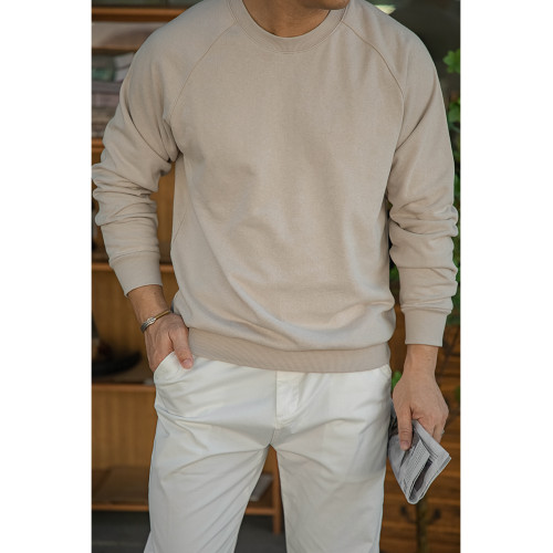 唔刃工裝美式復古重磅棉感插肩袖衛衣長袖寬松套頭打底衫男款秋冬