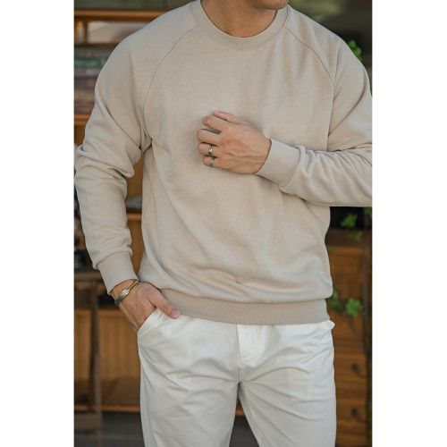 唔刃工裝美式復古重磅棉感插肩袖衛衣長袖寬松套頭打底衫男款秋冬