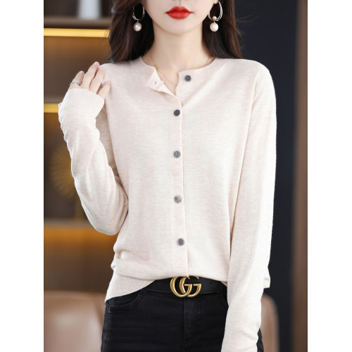 羊毛針織開衫外套女薄款打底衫洋氣時尚2025春季新款短款上衣外搭