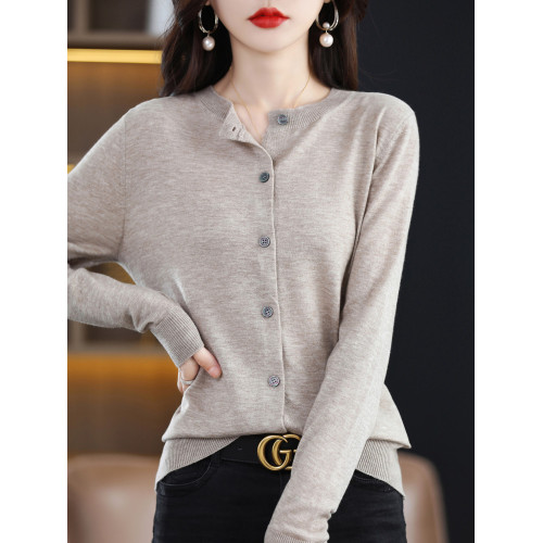 羊毛針織開衫外套女薄款打底衫洋氣時尚2025春季新款短款上衣外搭