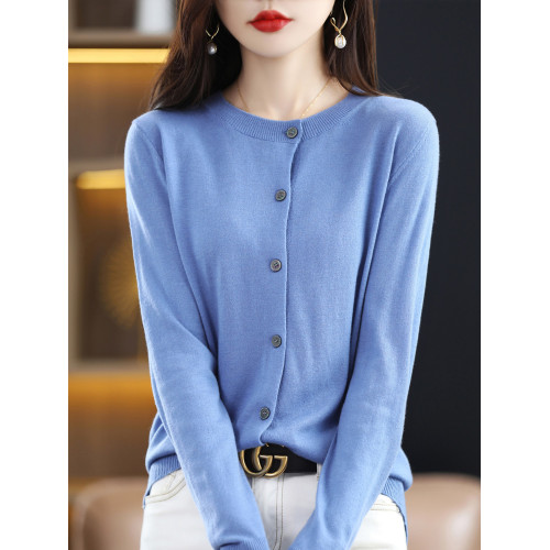 羊毛針織開衫外套女薄款打底衫洋氣時尚2025春季新款短款上衣外搭