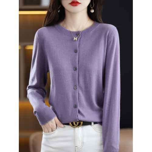 羊毛針織開衫外套女薄款打底衫洋氣時尚2025春季新款短款上衣外搭