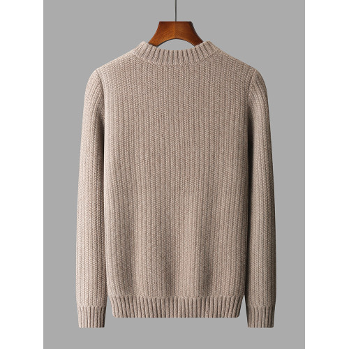 100%純山羊絨衫男圓領三股加厚保暖元寶針時尚毛衣針織衫打底衫潮