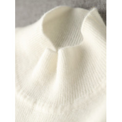 秋冬純色山羊絨半高領針織打底衫女修身顯瘦長袖套頭毛衣內搭簡約