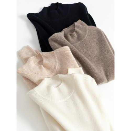 秋冬純色山羊絨半高領針織打底衫女修身顯瘦長袖套頭毛衣內搭簡約