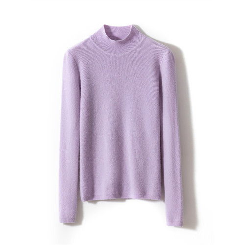 秋冬純色山羊絨半高領針織打底衫女修身顯瘦長袖套頭毛衣內搭簡約