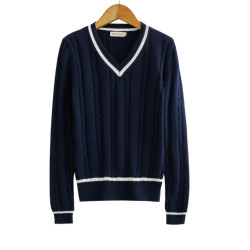 套頭V領毛衣男純棉保暖長袖針織衫修身百搭麻花羊毛衫打底衫厚款