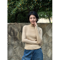 周浪清山羊絨半高領內搭打底衫女款2025新款秋裝修身顯瘦長袖上衣