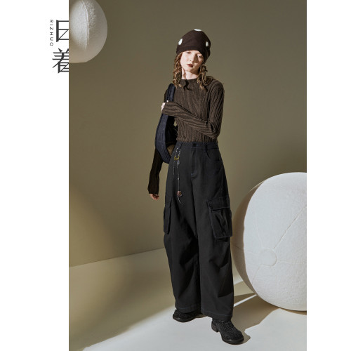 日著原創設計針織打底衫2025秋冬季新款高領紋理彈力親膚修身上衣