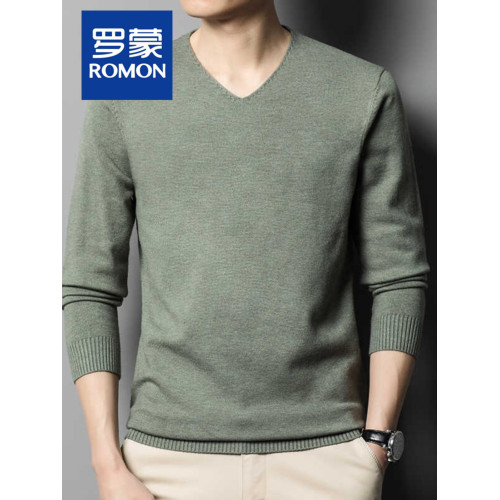 羅矇商務低V領毛衣男春秋款打底衫內搭針織毛衫男士2025上衣