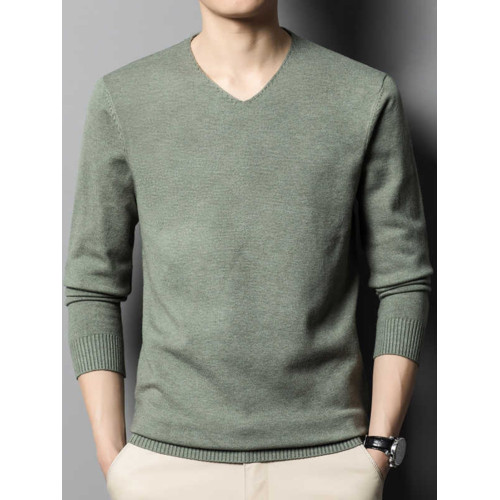 羅矇商務低V領毛衣男春秋款打底衫內搭針織毛衫男士2025上衣