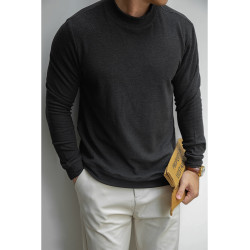 唔刃工裝美式復古德絨中領衛衣抗靜電保暖半高領打底衫內搭男士春