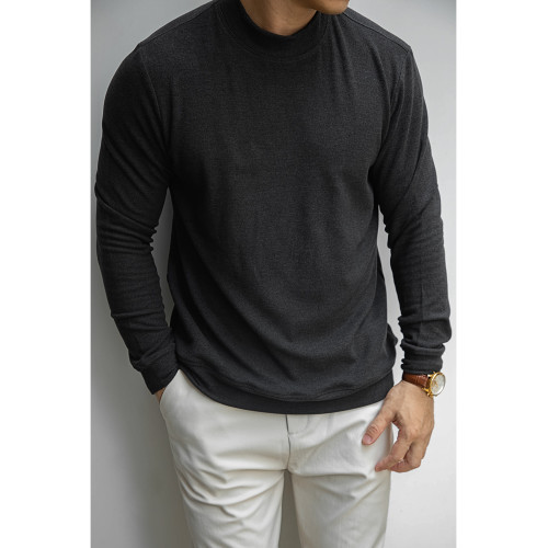 唔刃工裝美式復古德絨中領衛衣抗靜電保暖半高領打底衫內搭男士春