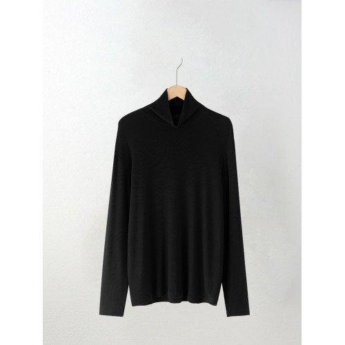 SageSalt 早秋限定系列 天使羊毛混紡高領打底衫 墨黑色 4010BK