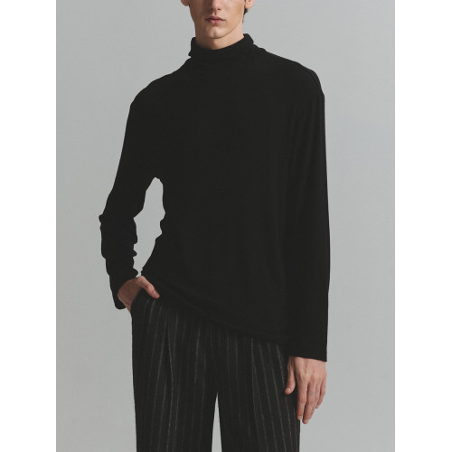 SageSalt 早秋限定系列 天使羊毛混紡高領打底衫 墨黑色 4010BK