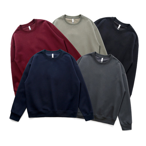 簡約純色設計細膩感百搭圓領衛衣男士春秋款情侶長袖上衣男打底衫