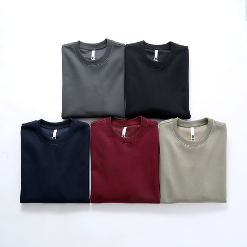 簡約純色設計細膩感百搭圓領衛衣男士春秋款情侶長袖上衣男打底衫