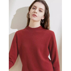 鹿王羊絨衫女半高領平針純色套頭輕薄打底衫2024秋冬新款升級款