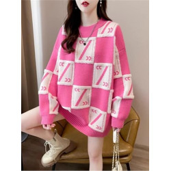 中長款套頭毛衣女裝春秋季高中初中學生寬松慵懶風針織打底衫上衣