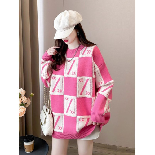 中長款套頭毛衣女裝春秋季高中初中學生寬松慵懶風針織打底衫上衣