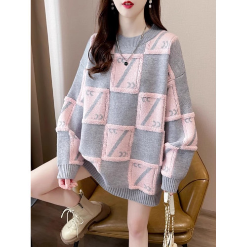 中長款套頭毛衣女裝春秋季高中初中學生寬松慵懶風針織打底衫上衣