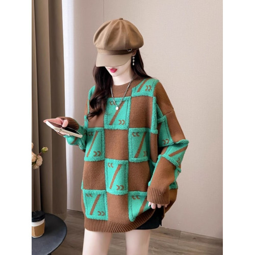 中長款套頭毛衣女裝春秋季高中初中學生寬松慵懶風針織打底衫上衣