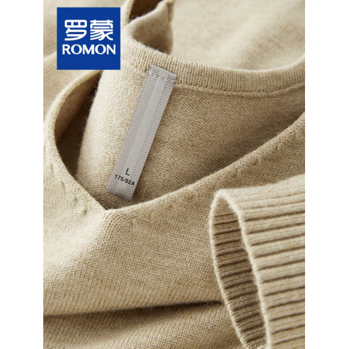 羅矇2025高級v領保暖針織衫男秋毛衣休閒純色套頭打底衫上衣