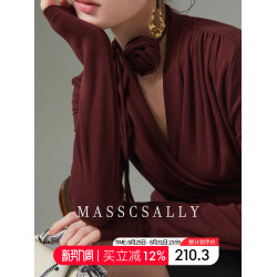 法式設計感針織衫打底衫女2024秋季新款短款氣質毛衣獨特別致上衣