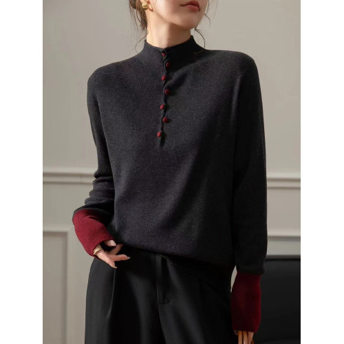 女士羊毛衫新款爆款本命年紅色毛衣女款秋冬酒紅針織衫上衣打底衫